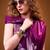 Purple color satin silk fabric designer floral printed ceremonial saree