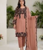 Bronze georgette embroidered kurta-sets