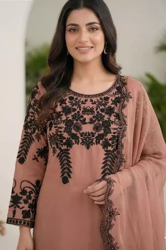 Bronze georgette embroidered kurta-sets