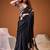 Black color satin silk fabric designer floral printed ceremonial saree
