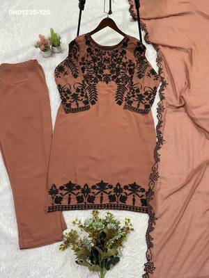 Bronze georgette embroidered kurta-sets 3