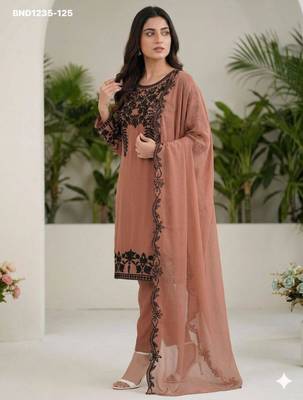 Bronze georgette embroidered kurta-sets 4
