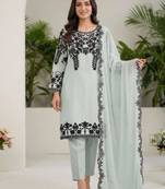 Light-grey georgette embroidered kurta-sets