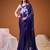 Blue color satin silk fabric designer floral printed ceremonial saree
