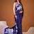 Blue color satin silk fabric designer floral printed ceremonial saree