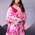 Beautiful and rich looks pink color floral printed satin silk saree
