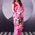 Beautiful and rich looks pink color floral printed satin silk saree