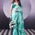 Beautiful and rich looks sea green color floral printed satin silk saree