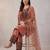 Dark-peach cotton blend embroidered kurta-sets