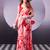 Beautiful and rich looks red color floral printed satin silk saree
