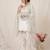 White silk blend embroidered kurta-sets