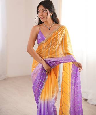 Purple color fendy satin fabric beautiful fancy embroidered saree 3