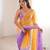 Purple color fendy satin fabric beautiful fancy embroidered saree