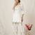 White silk blend embroidered kurta-sets