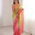 Green color fendy satin fabric beautiful fancy embroidered saree