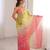 Green color fendy satin fabric beautiful fancy embroidered saree