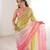 Green color fendy satin fabric beautiful fancy embroidered saree