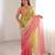 Green color fendy satin fabric beautiful fancy embroidered saree