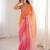 Orange color fendy satin fabric beautiful fancy embroidered saree