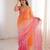Orange color fendy satin fabric beautiful fancy embroidered saree
