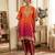 Orange silk blend embroidered kurta-sets