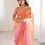 Orange color fendy satin fabric beautiful fancy embroidered saree
