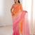 Orange color fendy satin fabric beautiful fancy embroidered saree