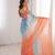 Blue color fendy satin fabric beautiful fancy embroidered saree