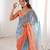 Blue color fendy satin fabric beautiful fancy embroidered saree