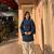 Navy-blue rayon plain kurta-sets