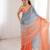 Blue color fendy satin fabric beautiful fancy embroidered saree