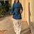 Navy-blue rayon plain kurta-sets