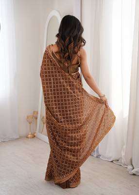Coco color moss two tone fabric heavy designer partywear saree 2