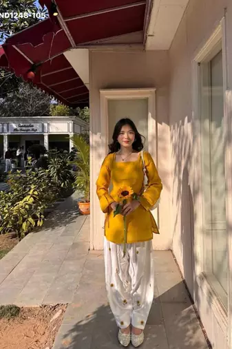 Yellow rayon plain kurta-sets