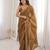 Coffee color moss two tone fabric heavy designer partywear saree