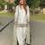 Off-white silk blend embroidered kurta-sets