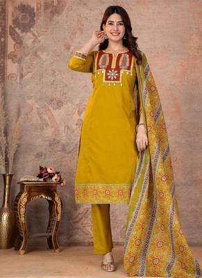 Cotton straight kurti-pant-dupatta set 2