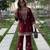 Rani-pink rayon embroidered kurta-sets