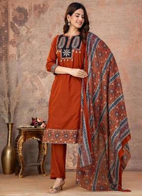 Cotton straight kurti-pant-dupatta set 2