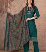 Cotton straight kurti-pant-dupatta set