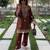 Brown rayon embroidered kurta-sets