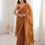 Yellow color moss two tone fabric heavy designer partywear saree