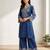 Dark-blue crepe printed kurta-sets
