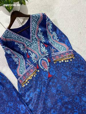 Dark-blue crepe printed kurta-sets 3