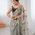 Chiku color fendy satin beautiful rich feel ceremonial looks saree