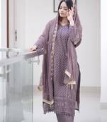 Lavender georgette embroidered kurta-sets