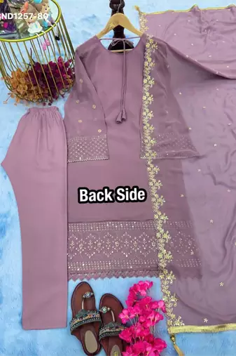 Lavender georgette embroidered kurta-sets