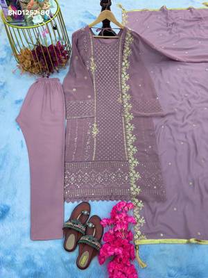 Lavender georgette embroidered kurta-sets 3