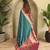 Teal color silk blend saree