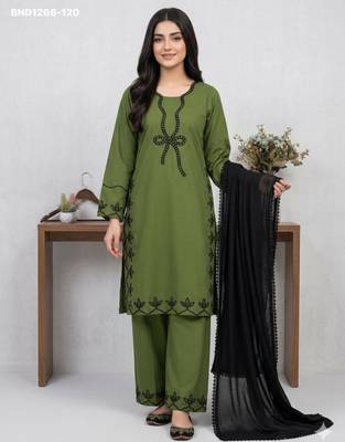 Green rayon embroidered kurta-sets 1